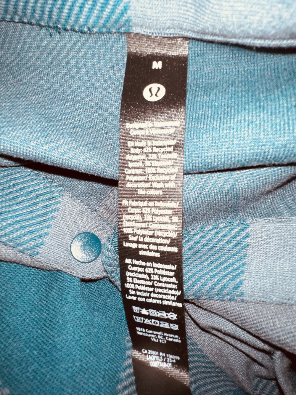 Lululemon Soft Knit Overshirt Ink Green Check Blue Green Plaid M NWT - Picture 3 of 5